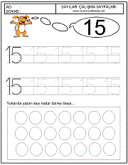 okul öncesi 15 sayısı çizgi çalışması